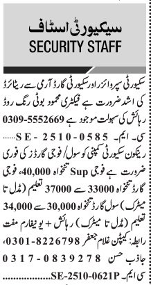 Security Company Jobs in Lahore