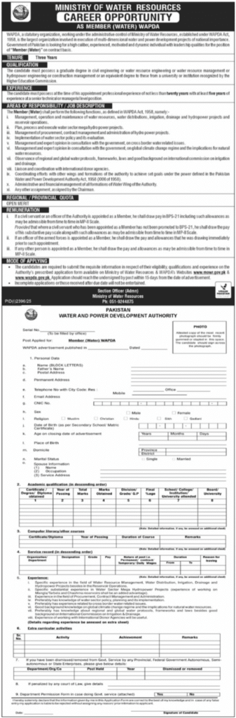 Ministry Of Water Resources Jobs in Islamabad