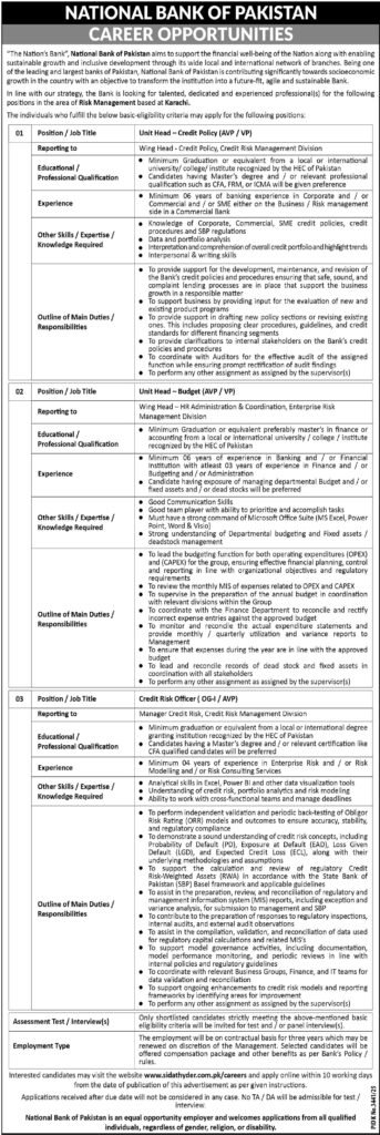 National Bank Of Pakistan Jobs in Karachi