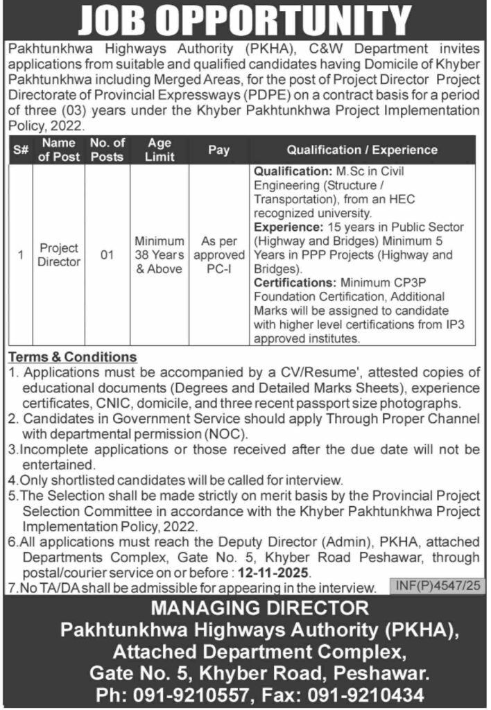Highways Authority Jobs in Peshawar