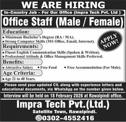 Impra Tech Jobs in Rawalpindi
