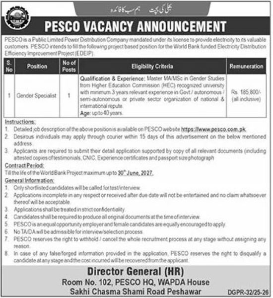 Peshawar Electric Supply Company Jobs in Peshawar