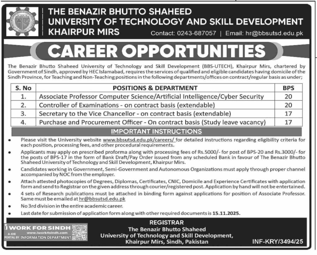 University Of Technology Jobs in Khairpur