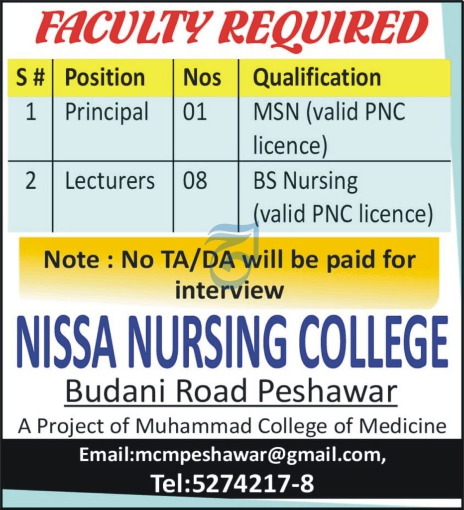 Nissa Nursing College Jobs in Peshawar