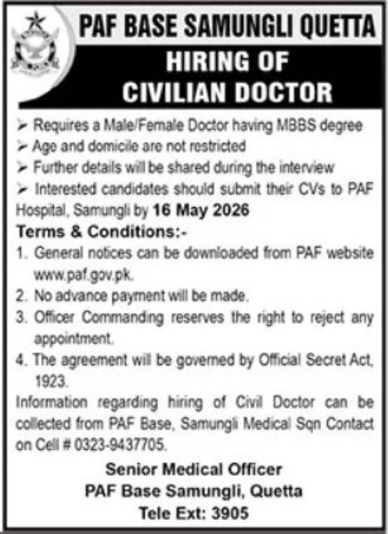 Pakistan Air Force Jobs in Quetta