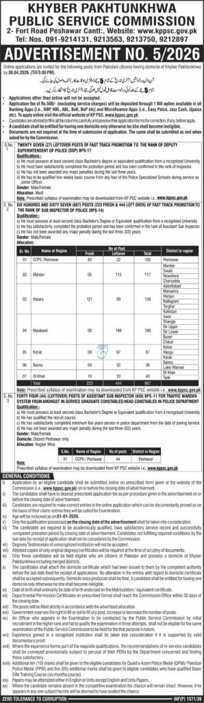 KPPS Commission Jobs in Peshawar